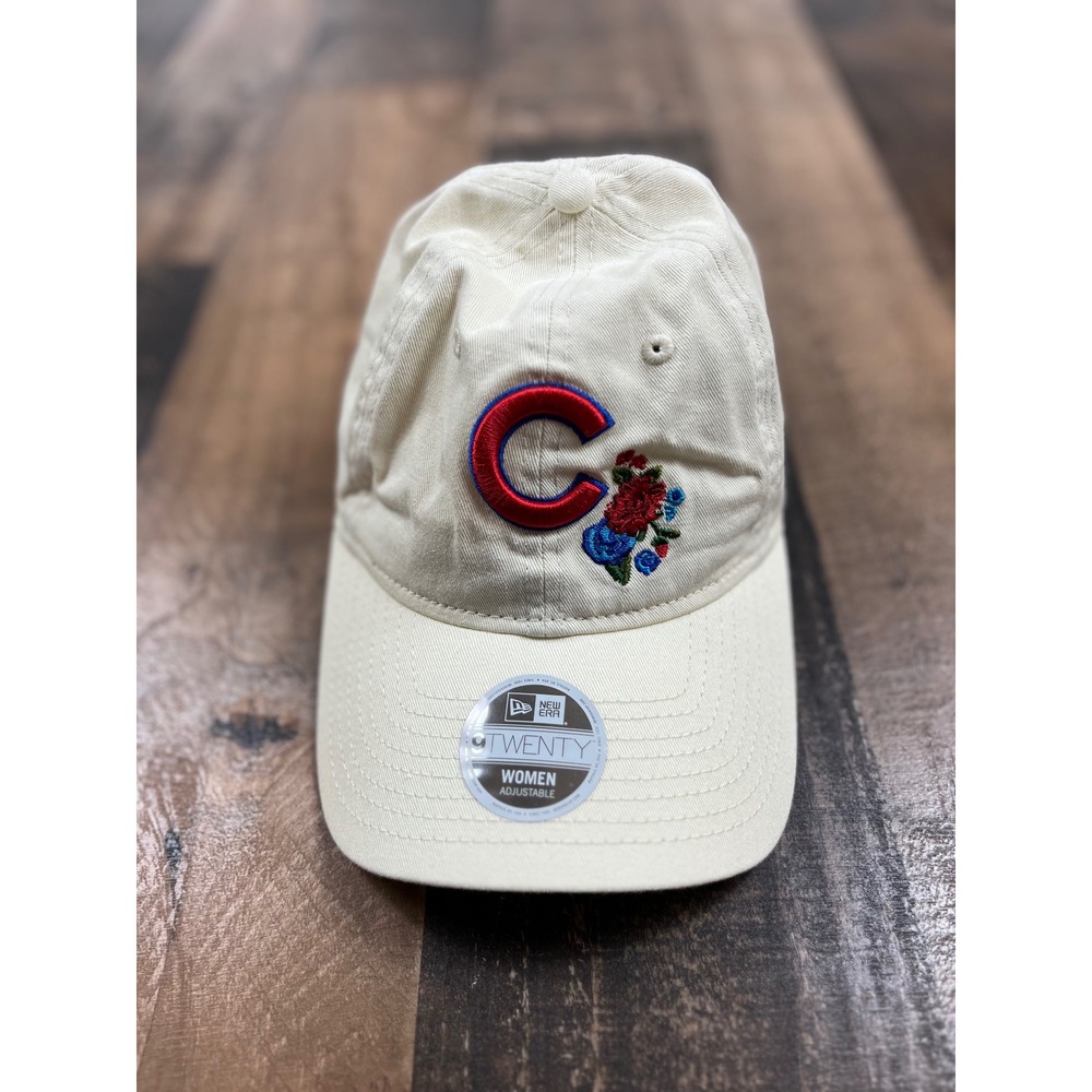 New Era 9TWENTY Chicago Cubs Floral Hat Womens Cream MLB Baseball Cap Adjustable